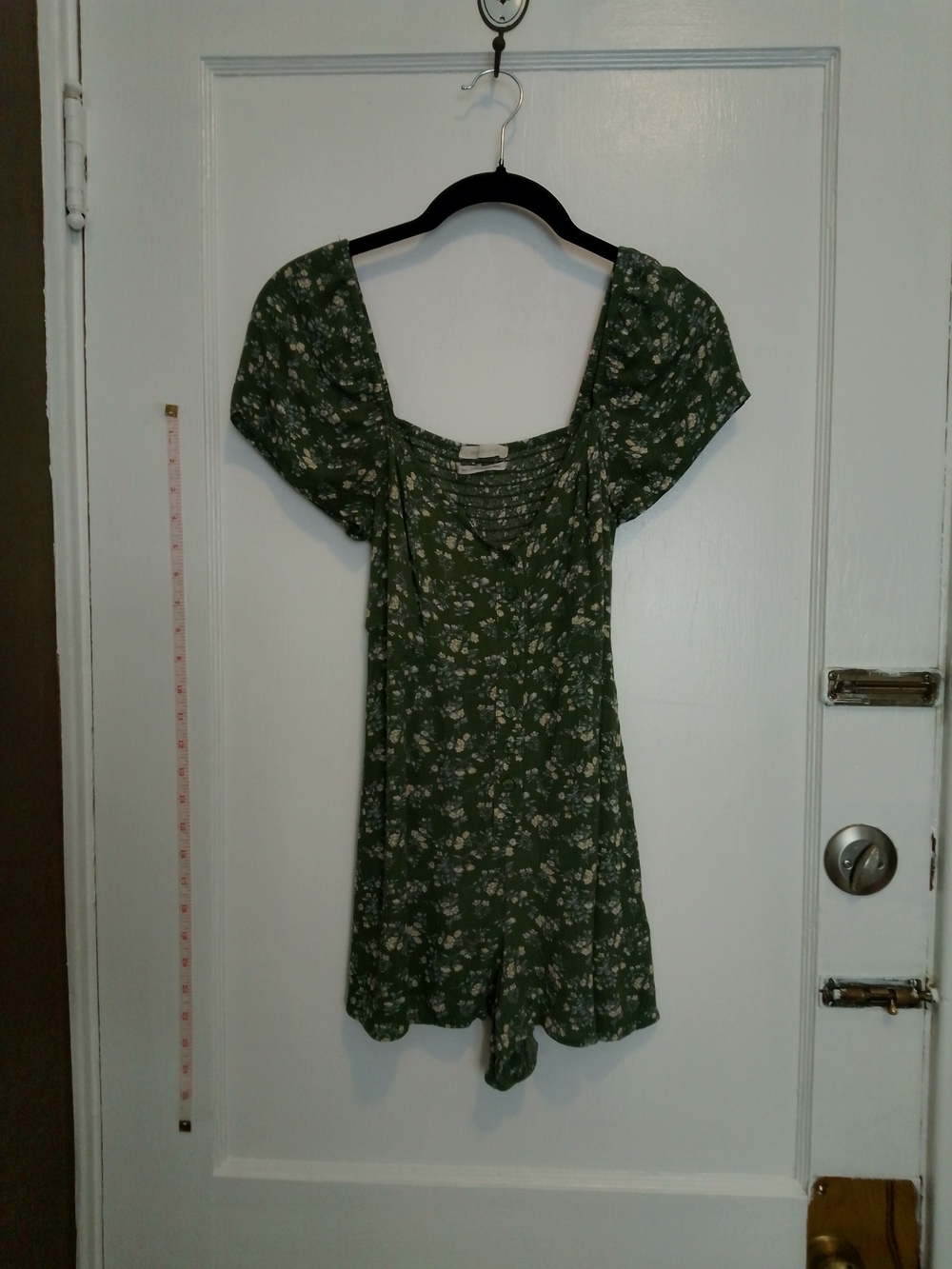 Urban Outfitters Green Floral Square-Neck Romper XXS 00